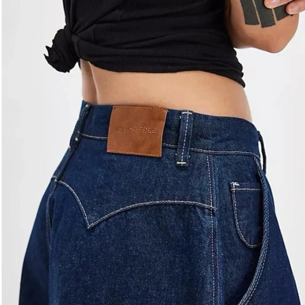 We The Free Curvy Antonia Crop Culotte Jeans/Shorts, Deep Blue, Wmns Sz 26, NWT - Picture 3 of 15